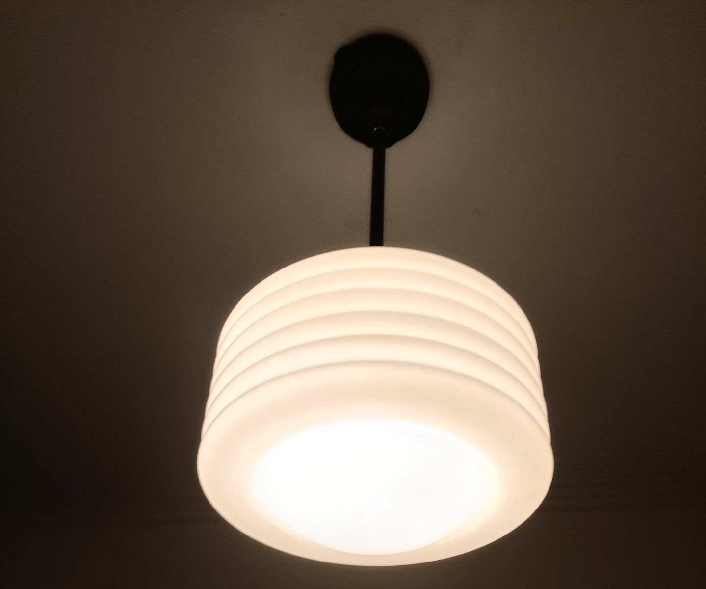 Pendant Lantern Chandelier A Ceiling Light Skyscraper Milk Glass Opaline White A photo for sale