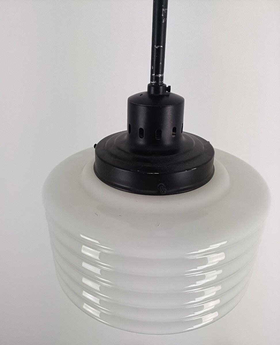 Pendant Lantern Chandelier A Ceiling Light Skyscraper Milk Glass Opaline White A photo vinterior
