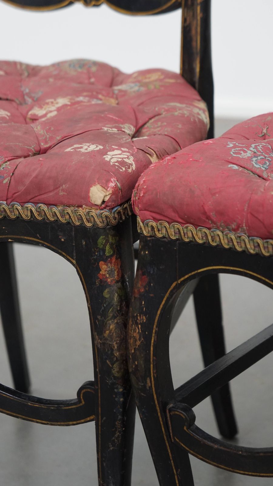photo furniture Set Of 2 Unique And Elegant Antique French Napoleon 3 Chairs Inlaid With Mother Of Pearl