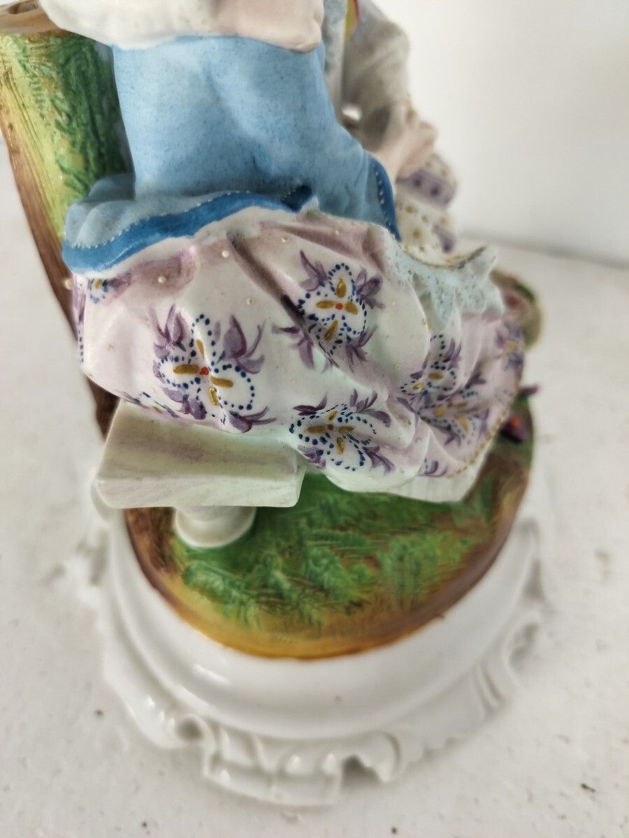 Lovely Antique Porcelain Figurine Budvase Couple Courting Bisque photo buy