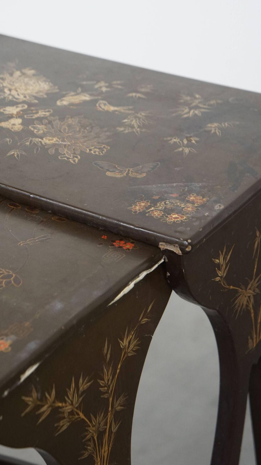 Timeless And Elegant Set Of 2 Vintage Japanese Lacquer Side Tables photo vintage