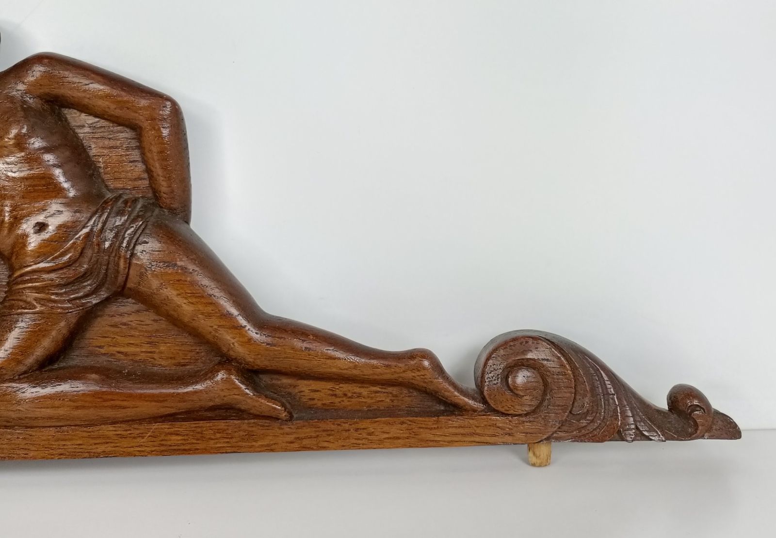 Hand Carved Wooden Pediment Over Door Architectural Antique Figurines Faces photo vintage