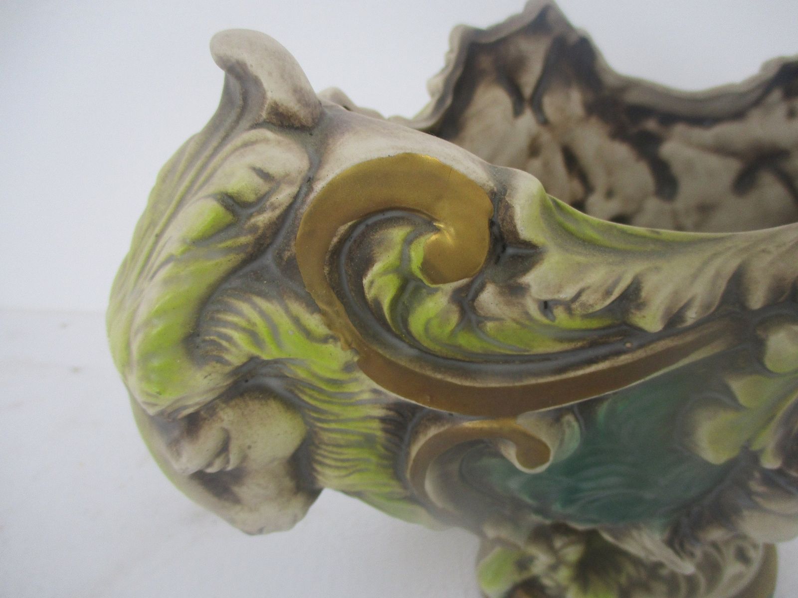 Capodimonte  Porcelain Italy Marked  Ramsheads Centerpiece Dish Angels Putti Vin photo for sale