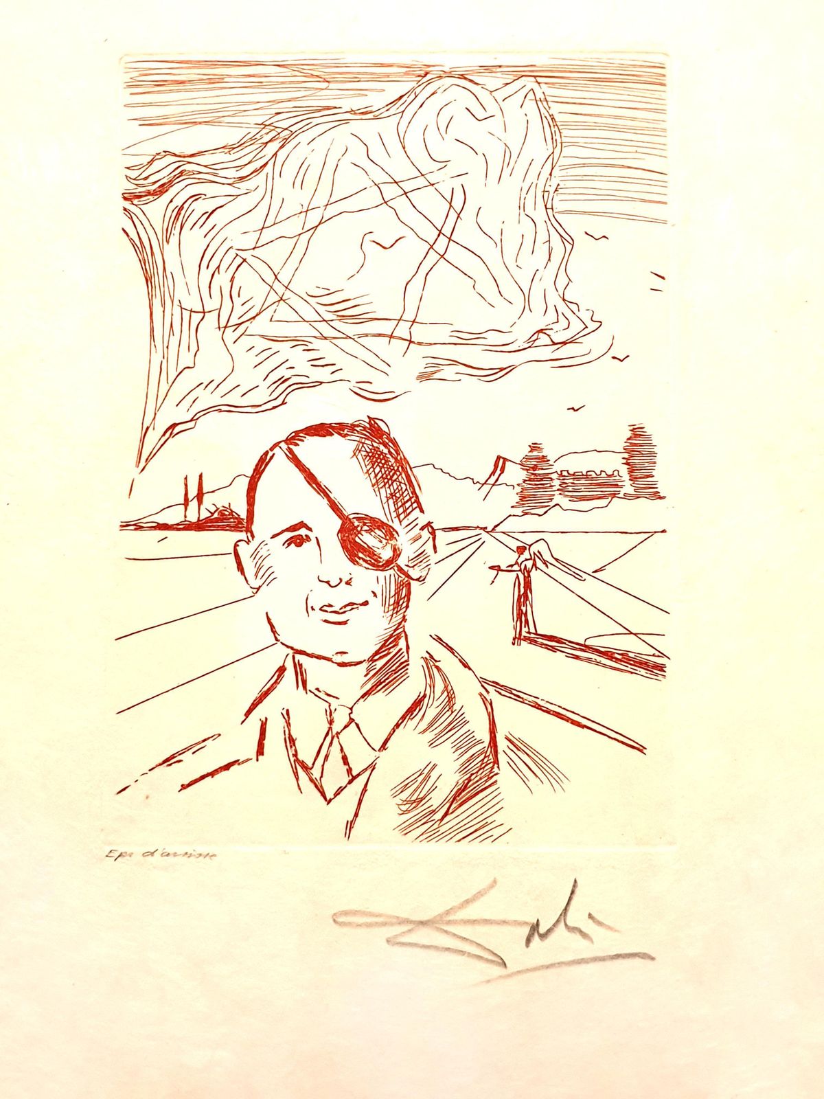 Salvador Dali   Moshe Dayan   Original Handsigned Etching1968 photo Art