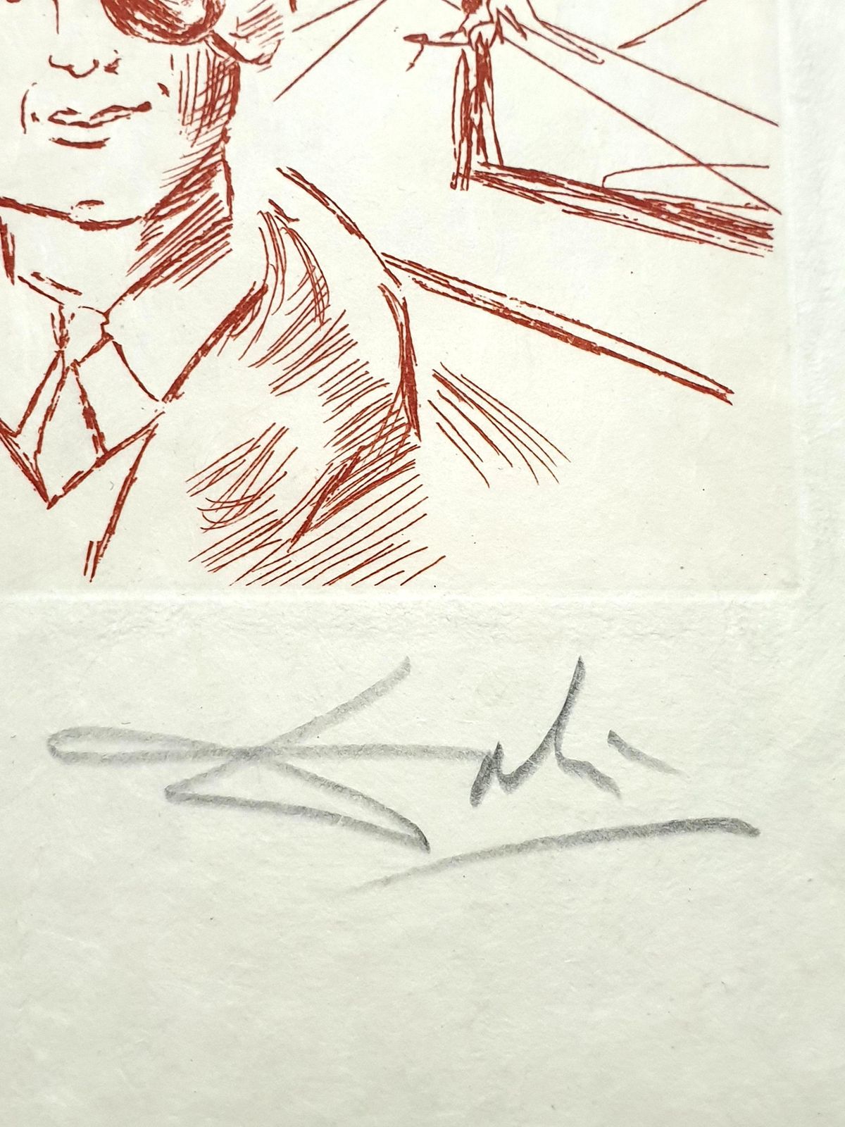 Salvador Dali   Moshe Dayan   Original Handsigned Etching1968 photo vinterior