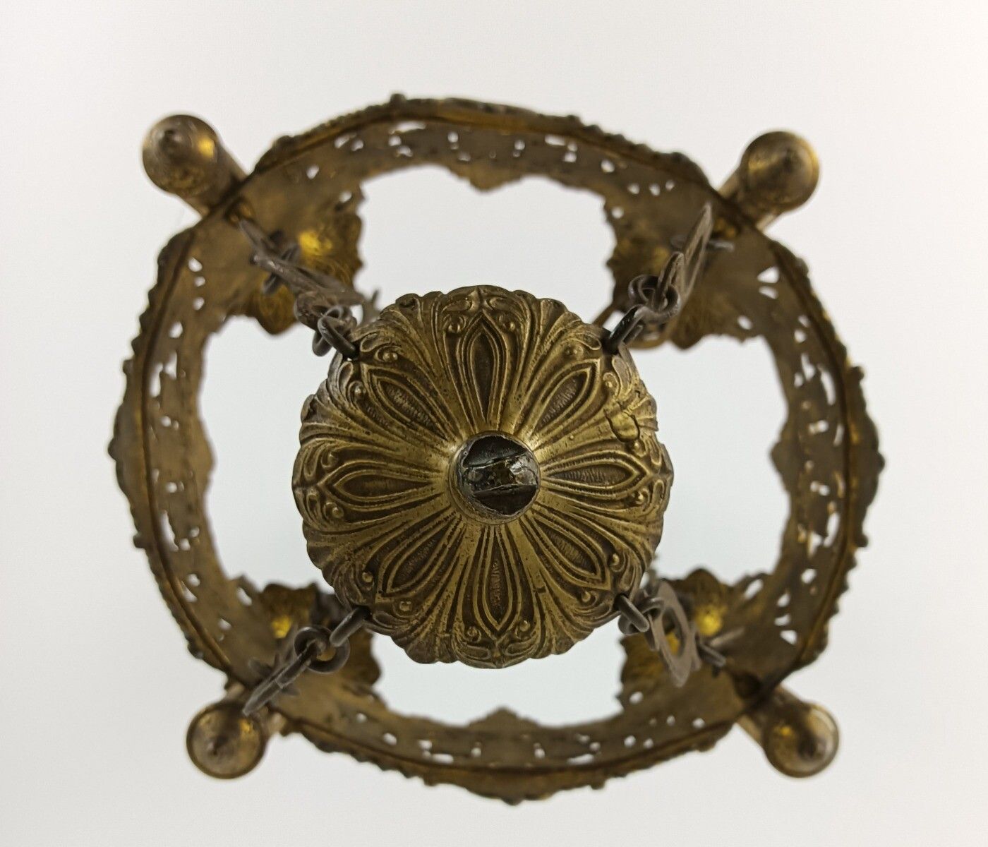 Antique Brass Dore Gods Lamp Light Ceiling Fixture Chandelier Pendant For 4 Cand photo buy