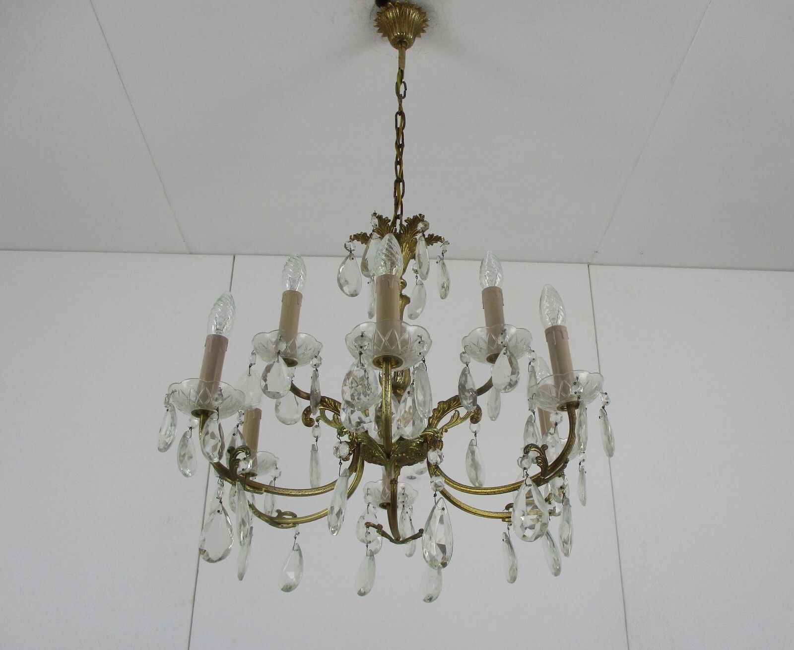 9 Lights  Chandelier Revival French Empire Style Brass Ornate Prisms