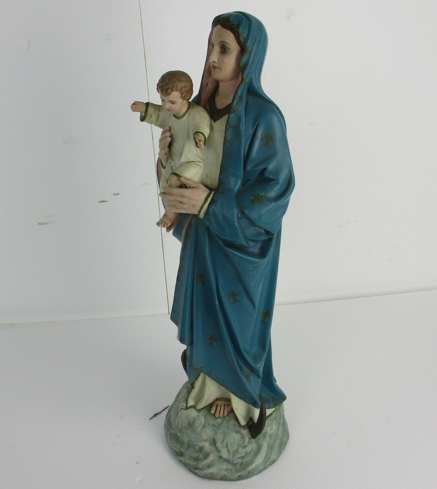 Church Statue Virgin Mary  Madonna With Infant Jesus 1900s  Plaster Statue Wow photo buy