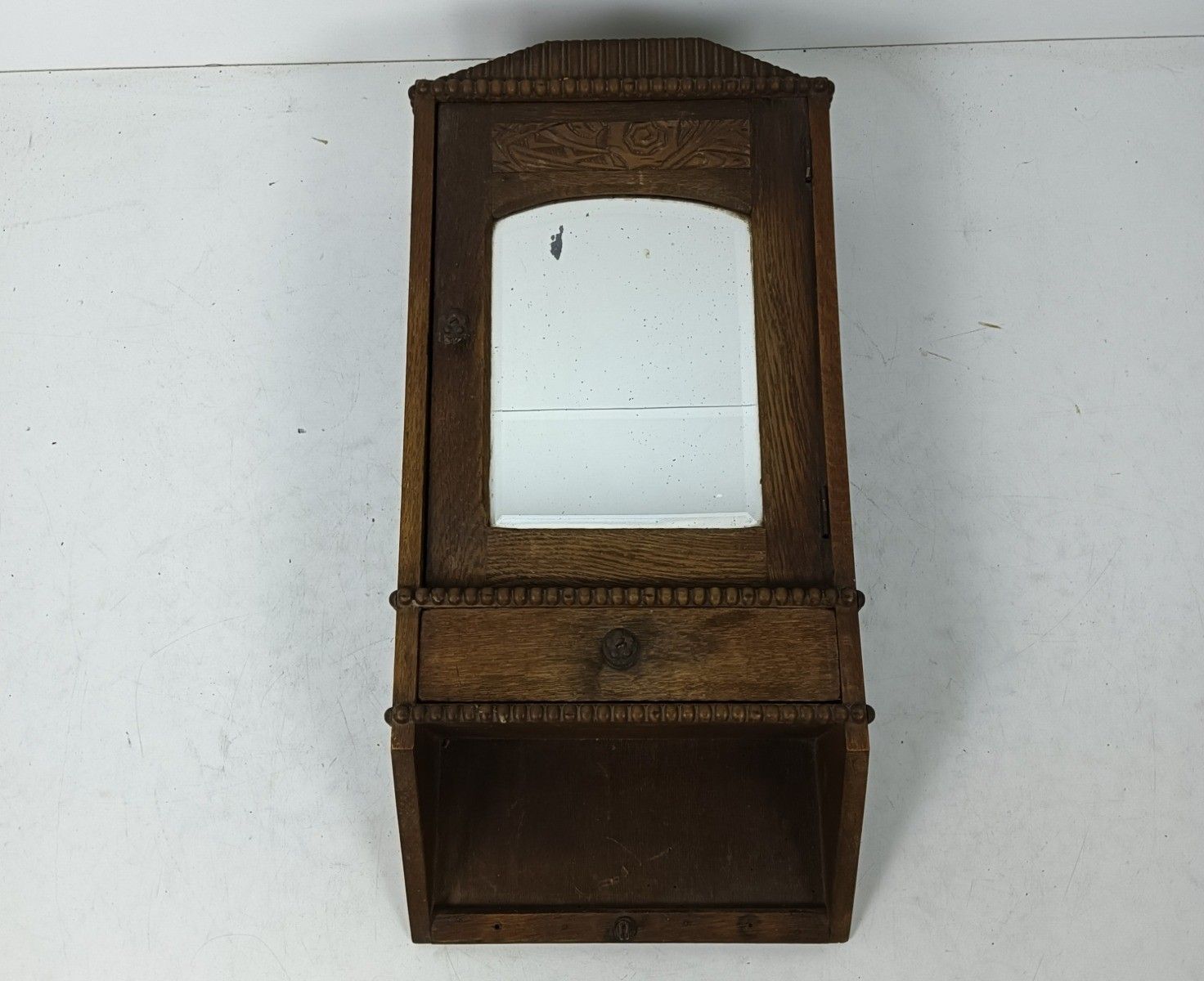 Antique Medicine Apothecary Pharmacy Cabinet Wall Hanging Beveled Glass Barn Sty photo Furniture