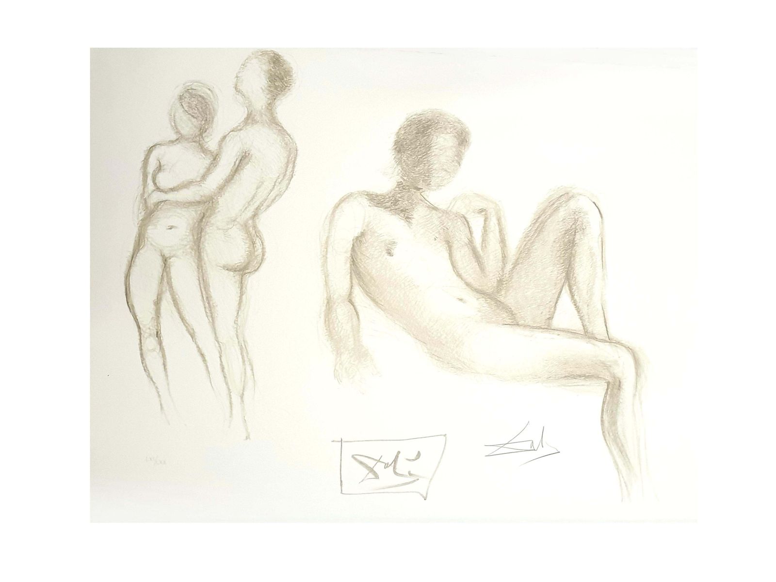 Salvador Dalí­Salvador Dali   Nude Couples   Lithograph1970 photo furniture