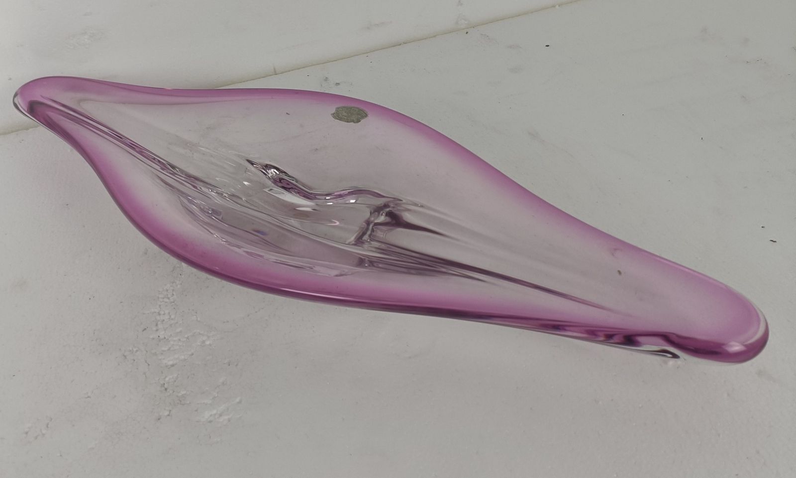 Val St Lambert Belgium Bowl Dish Centerpiece Cranberry Art Glass Marked Gorgeous photo vinterior