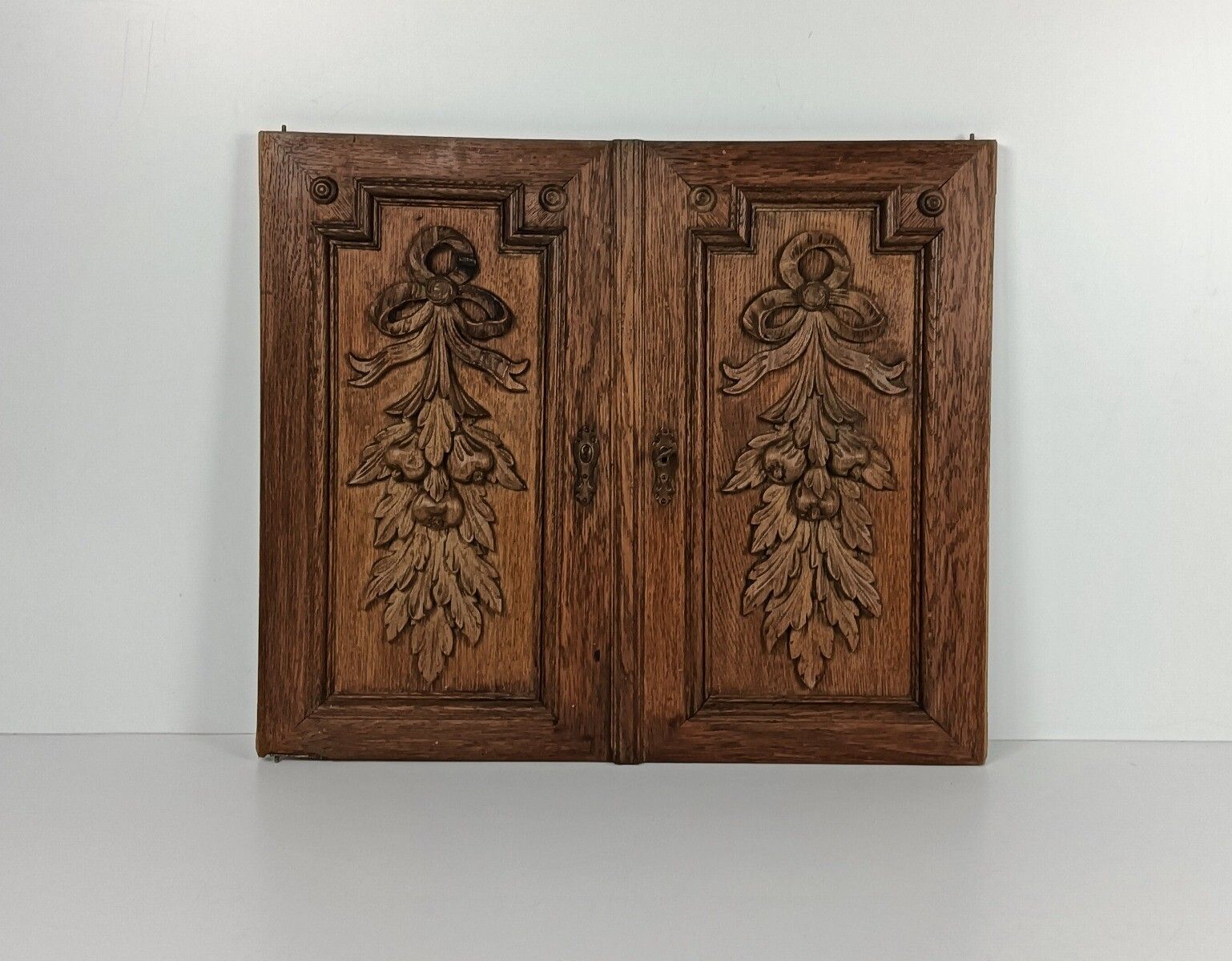 Pair Antique Door Panels Carved Wood Ornate  Architectural Reclaimed Salvaged Wo photo buy