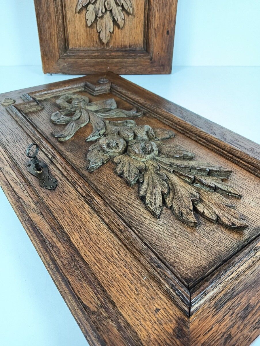photo furniture Pair Antique Door Panels Carved Wood Ornate  Architectural Reclaimed Salvaged Wo