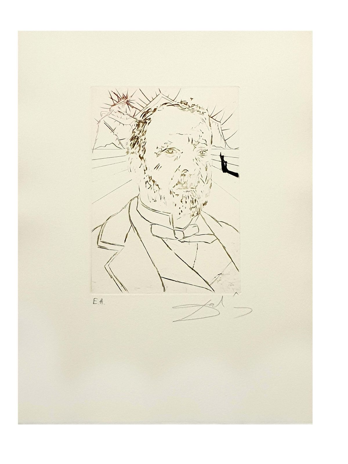 Salvador Dalí­Salvador Dali   Louis Pasteur   Original Handsigned Engraving1970 photo furniture