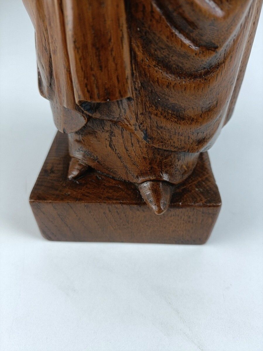 Hand Carved Wooden Statue Figurine Sculpture Old Lace Lady Bruges Signed Vanmet photo vintage