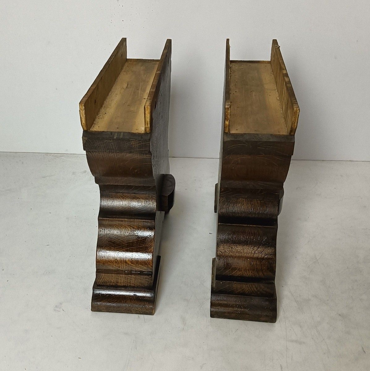 Pair Antique Table Legs Carved Wood Reclaimed Architectural Salvaged  Parts photo 65.0