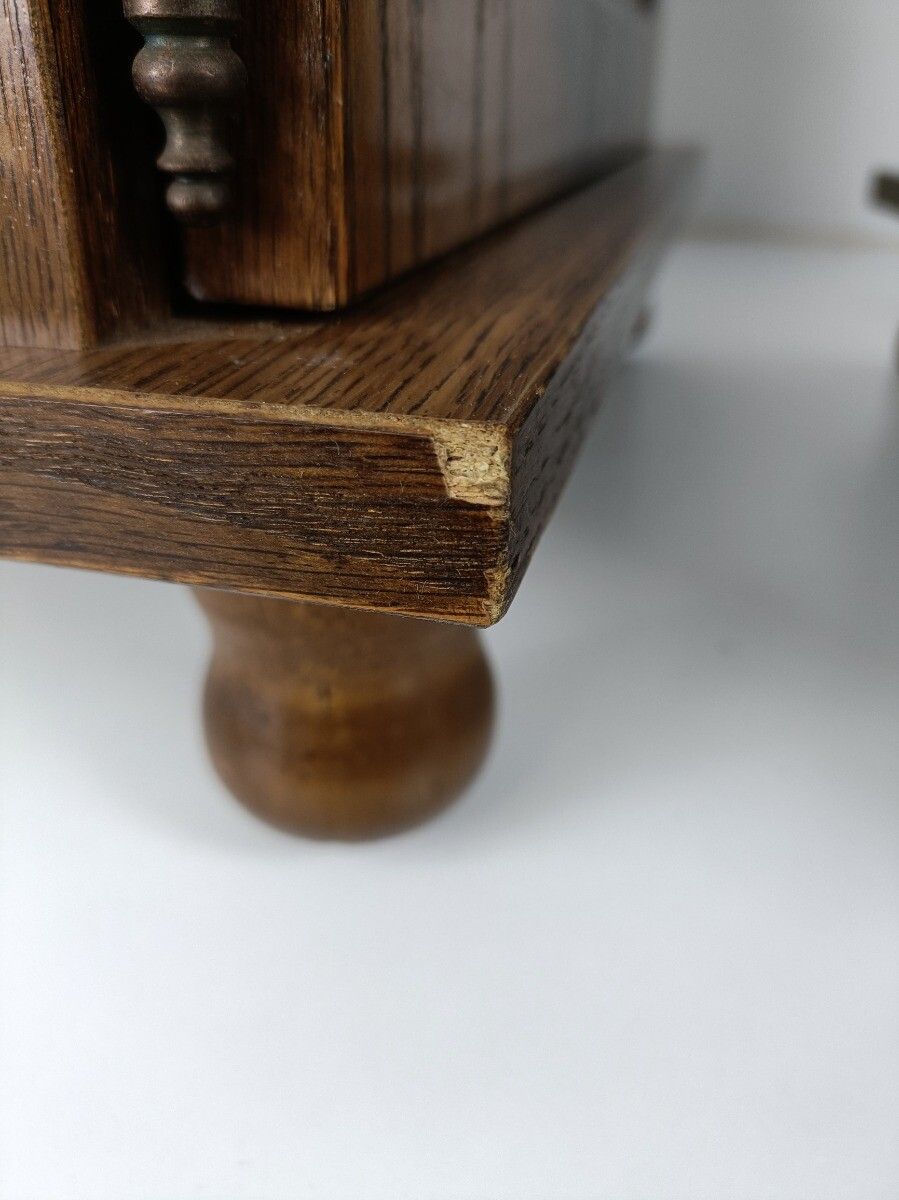 photo furniture Pair Of Nightstands End Tables Vintage, Wood Veneer, Cabinets, Bedroom, 70s