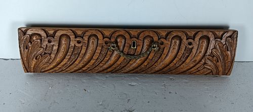 Two Ornate Carved Wooden Pediment Cabinet Doors Brass Handle Architectural Salva photo Home Fixtures