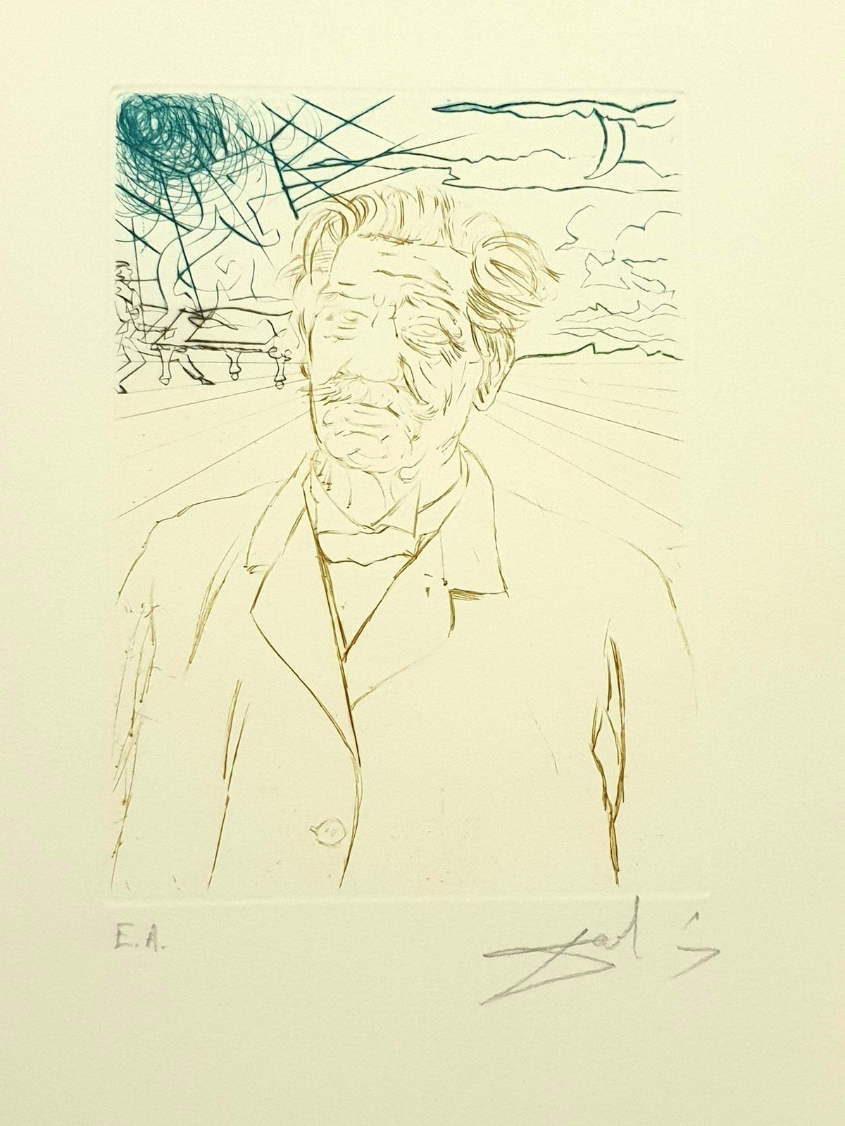 Salvador Dalí­Salvador Dali   Albert Schweitzer   Original Handsigned Engraving1970