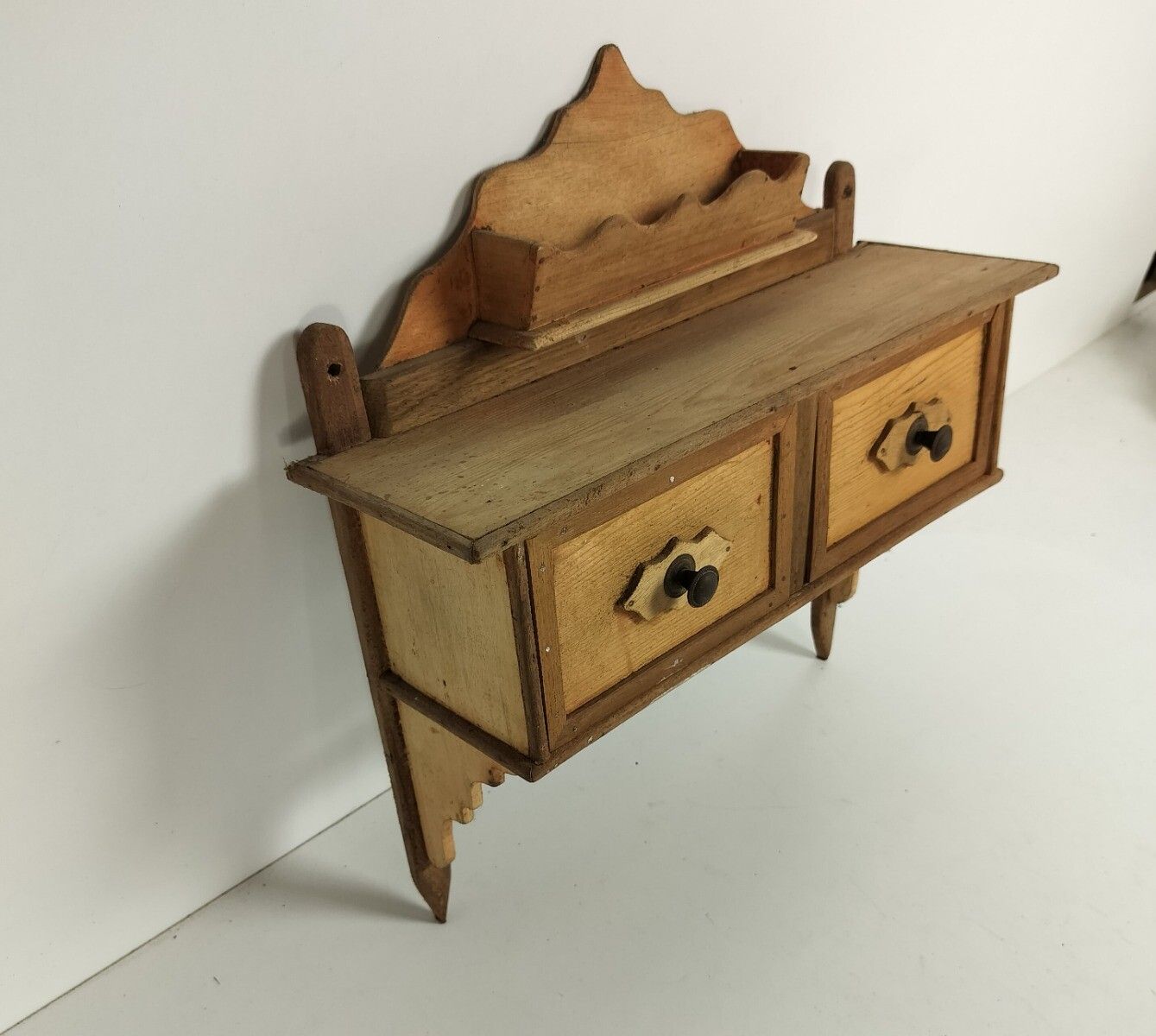 Antique Wall Hanging Herbal Rack Cabinet Kitchen Drawers Carved Sanded Wood Bar photo Furniture