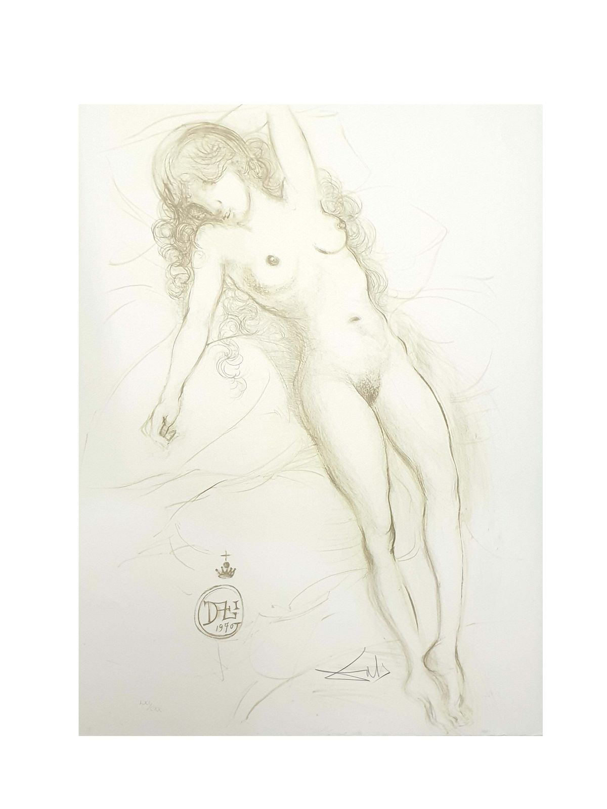 Salvador Dalí­Salvador Dali   Nude With Raised Arms   Lithograph1970 photo furniture