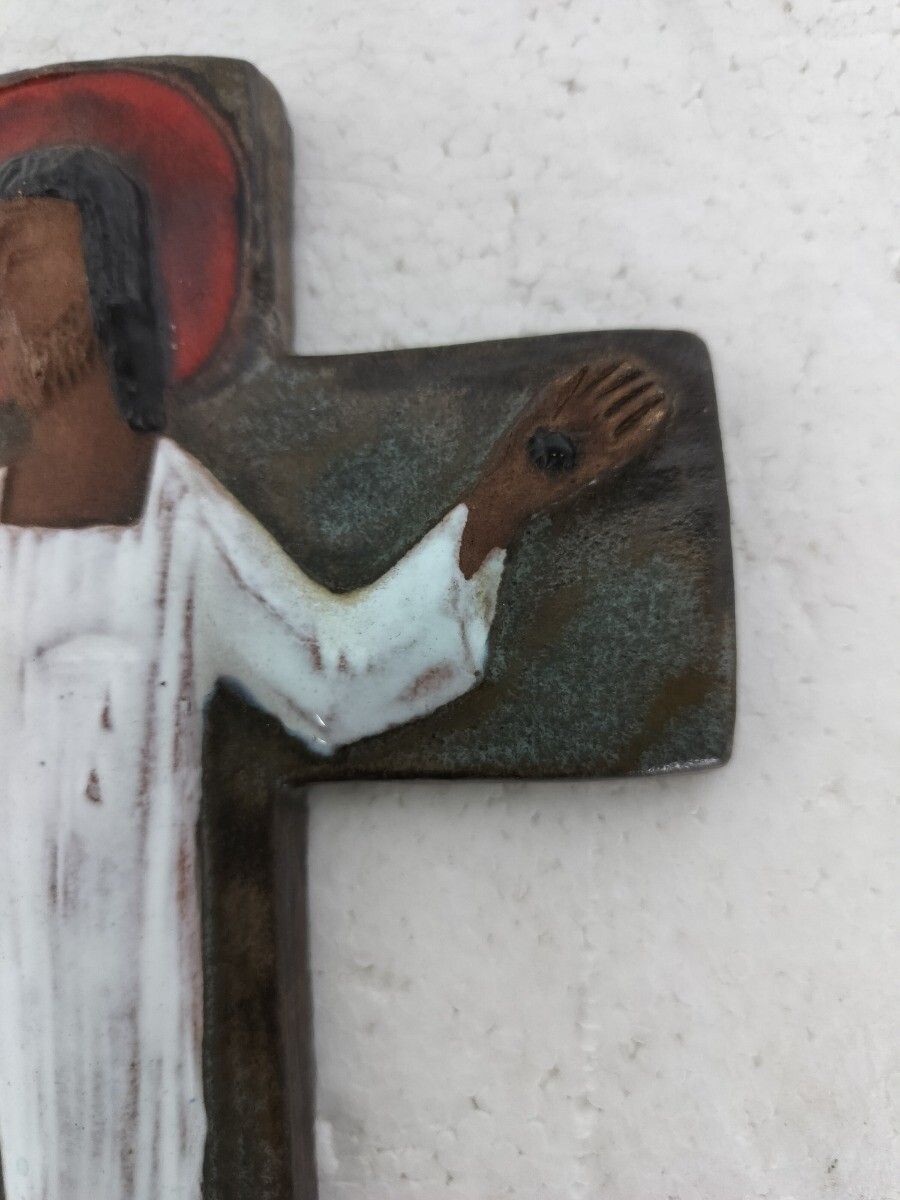 Mid Century Modern Ceramic Crucifix  Jesus Christ Era Rogier Vandeweghe Amphora photo vinterior