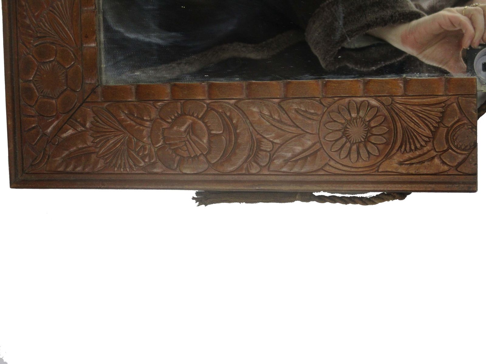 Art Deco Mirror Ornate Ornate Wooden Frame Clear Glass Art Nouveau Lovely 1920s photo furniture