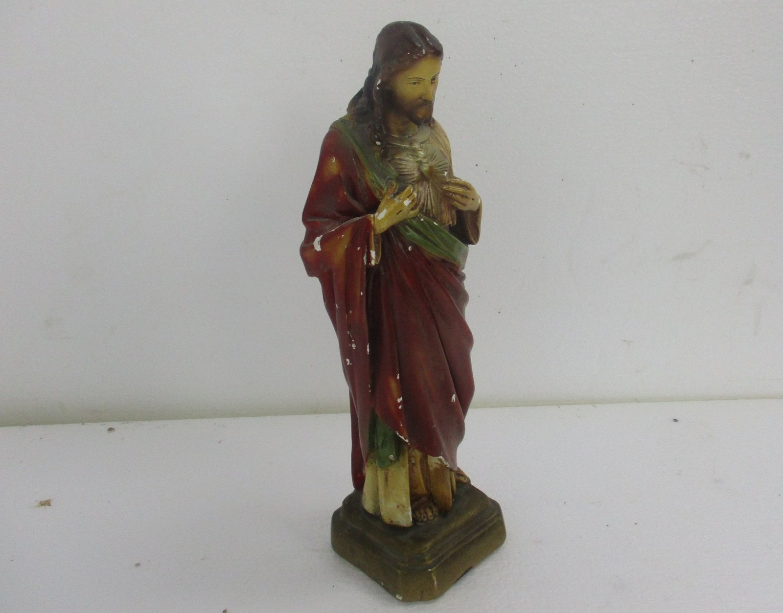 Statue Jesus Christ Savior Sacred Heart Holy Heart Plaster Antique photo for sale