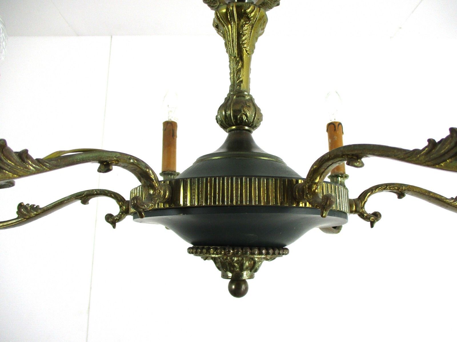 6 Arms Lights Pan Chandelier Revival French  Empire Vintage Modernist Brass photo 427.0