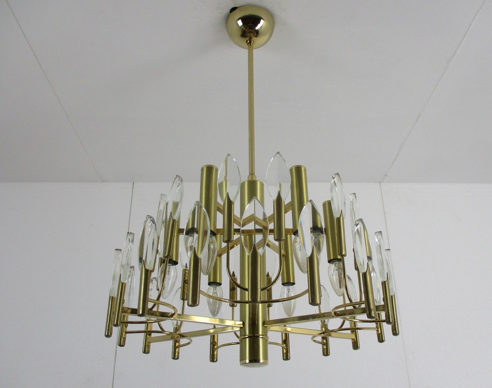 Hollywood Regency 1970s Chandelier Lamp Oscar Torlasco For Stilkronen Italy photo Lighting