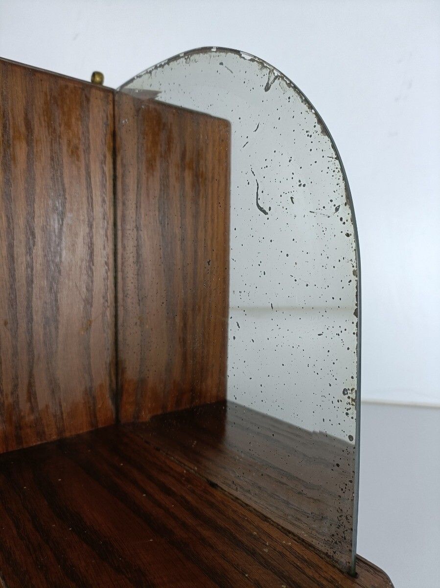 Gorgeous Antique Art Deco Medicine Apothecary Cabinet Beveled Glass Mirror Bathr photo vinterior