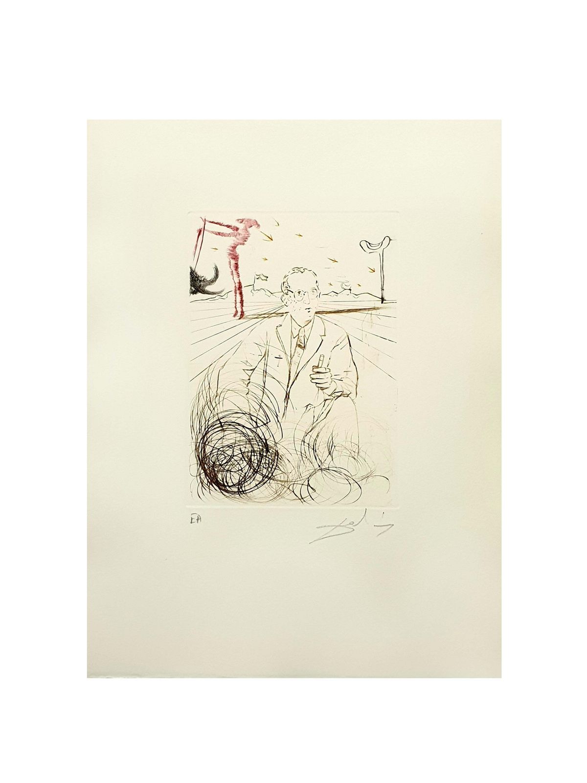 Salvador Dalí­Salvador Dali   Jonas Salk   Original Handsigned Engraving1970
