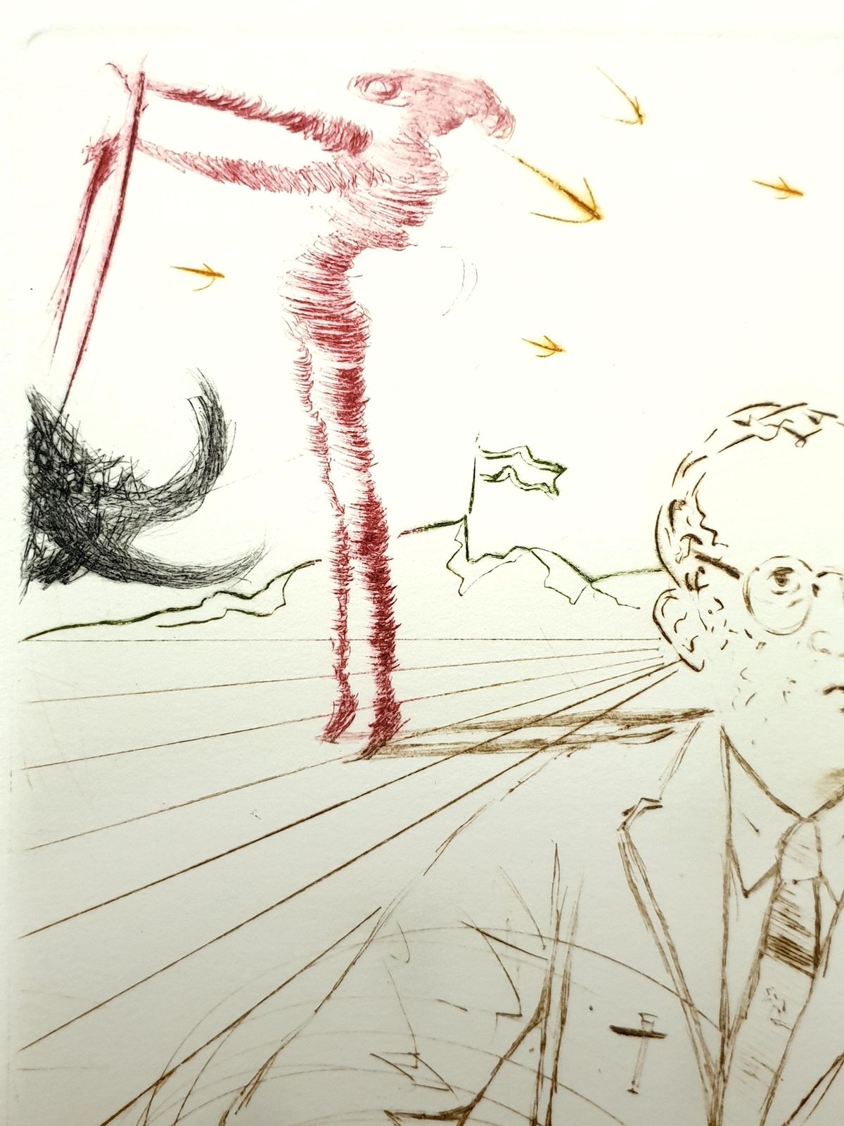 Salvador Dalí­Salvador Dali   Jonas Salk   Original Handsigned Engraving1970 photo vinterior