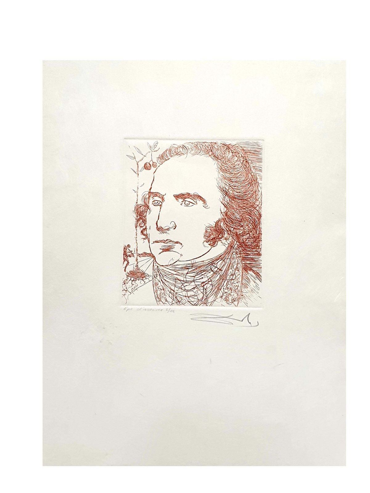 Salvador Dalí­Salvador Dali   George Washington   Original Handsigned Etching1967 photo furniture
