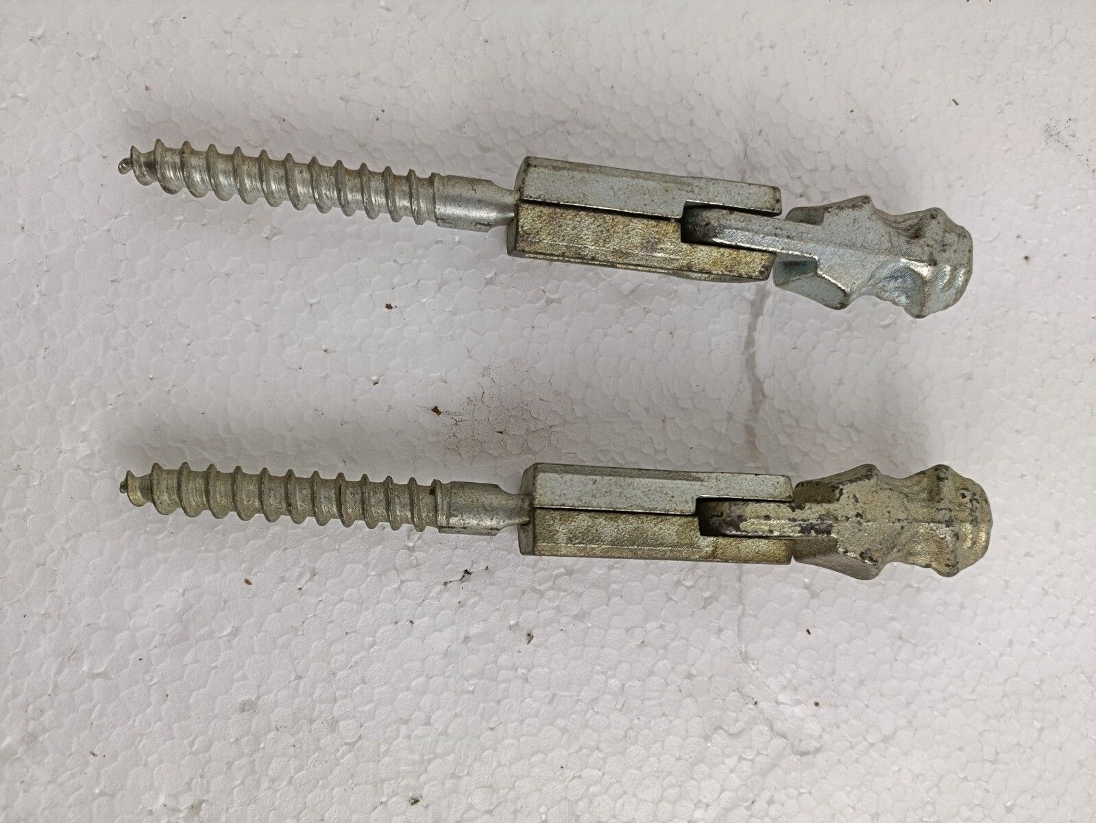 Pair Antique Cast Iron Window Shutters Stoppers Figurines Bonhommes French Authe photo buy