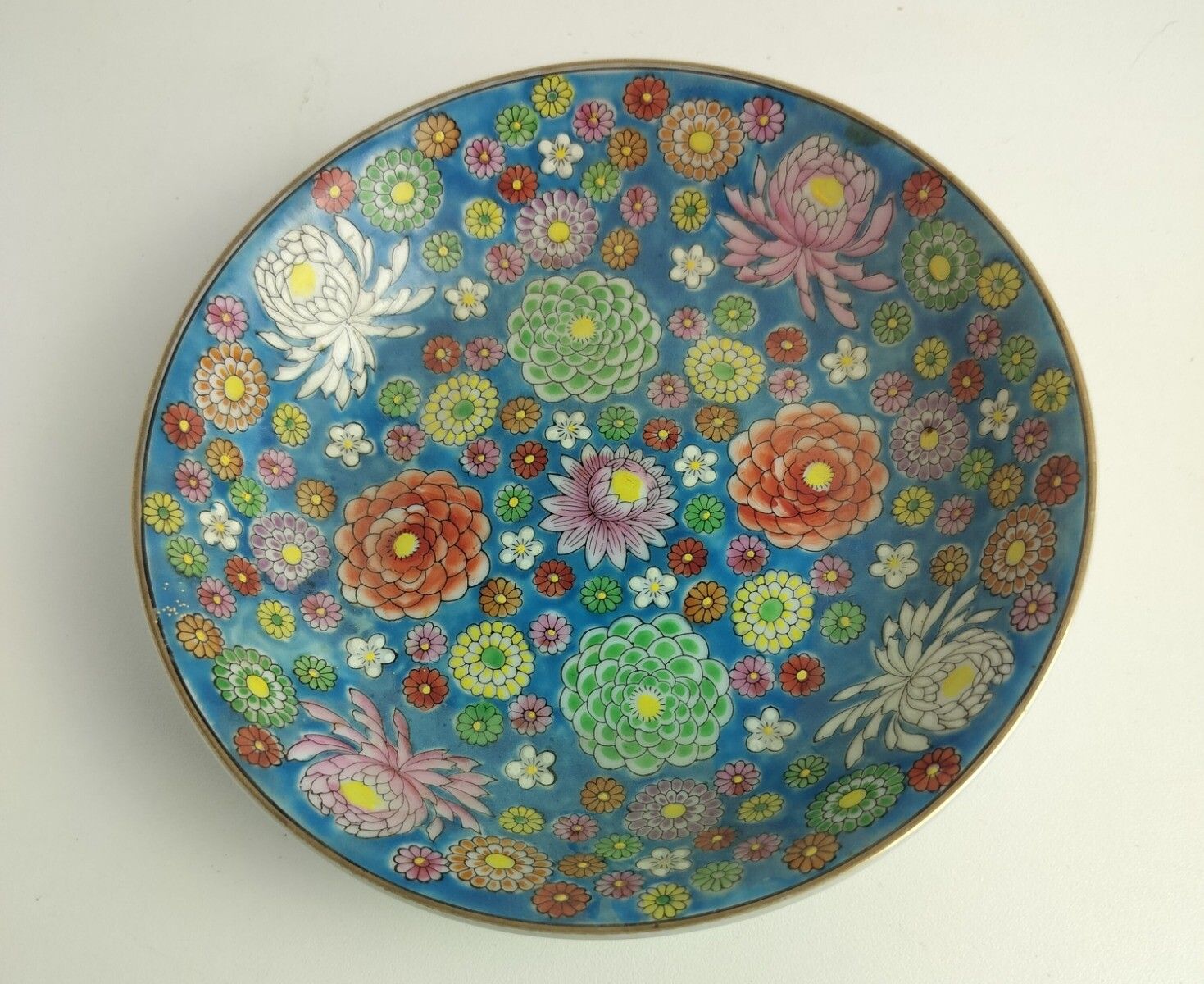 Small Emaux De Longwy French Enamel Centerpiece Dish Charger Plate Hand Made Vin photo Home Decor