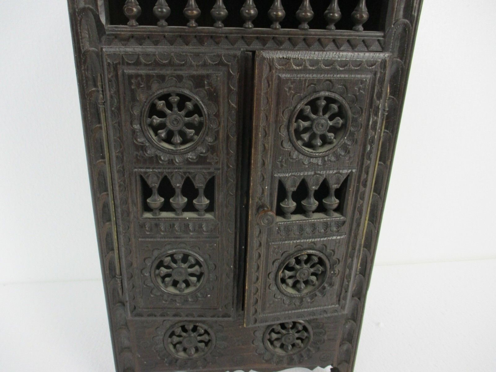 Miniature French Breton Salesman Sample Cabinet Wood Antique 1900s Gorgeous Rare photo furniture