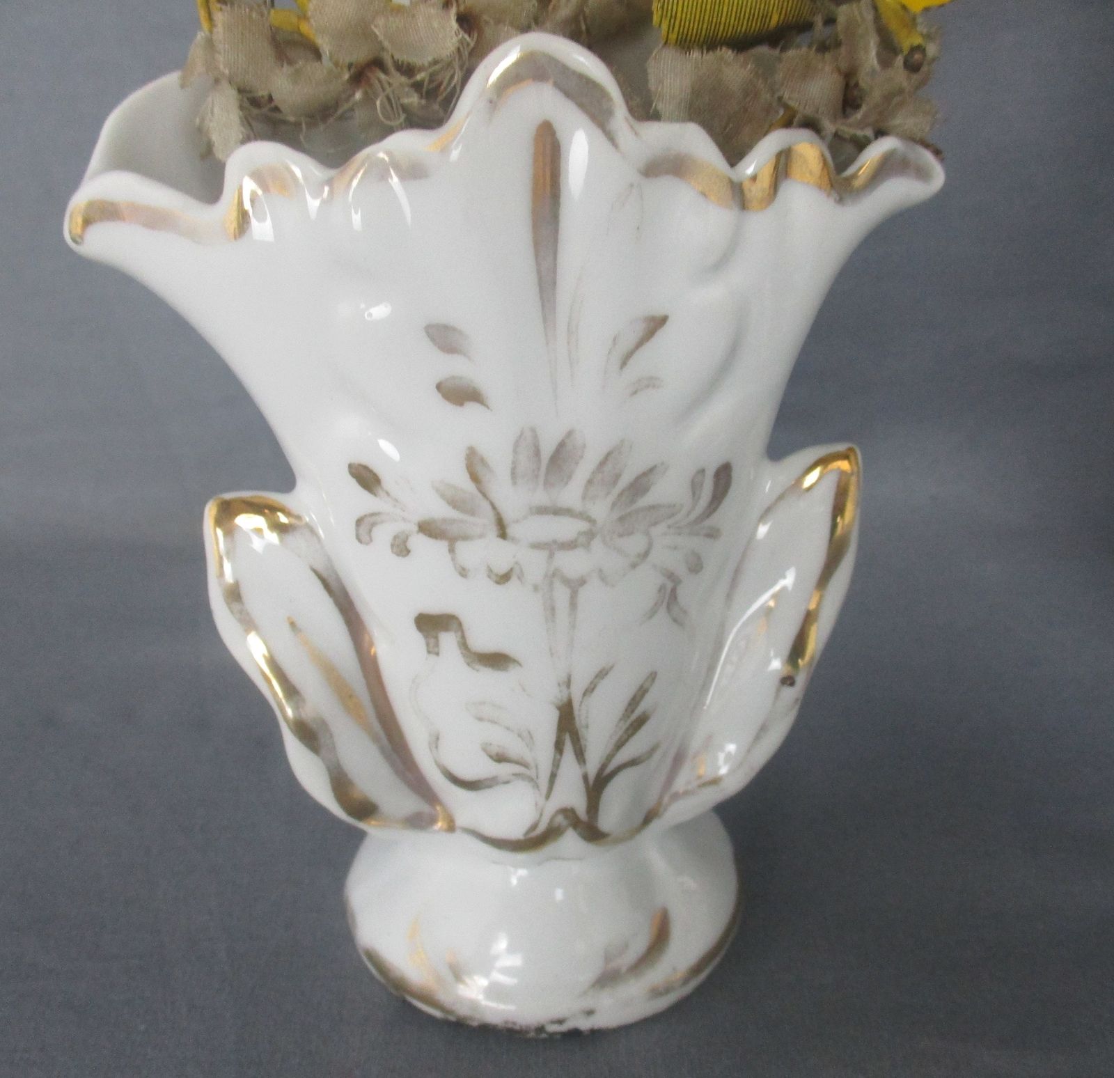 Antique Couple Porcelain Fan Flair Vases Flower Bridal Bouquet Vieux Paris photo furniture