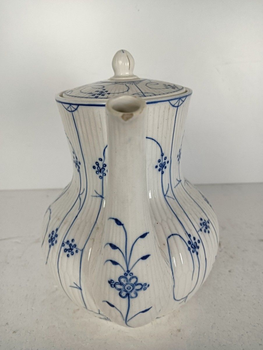 Opaque De Sarreguemines Copenhagen Kopenhagen Fluted Teapot Coffee Pot Marked Ic photo vinterior