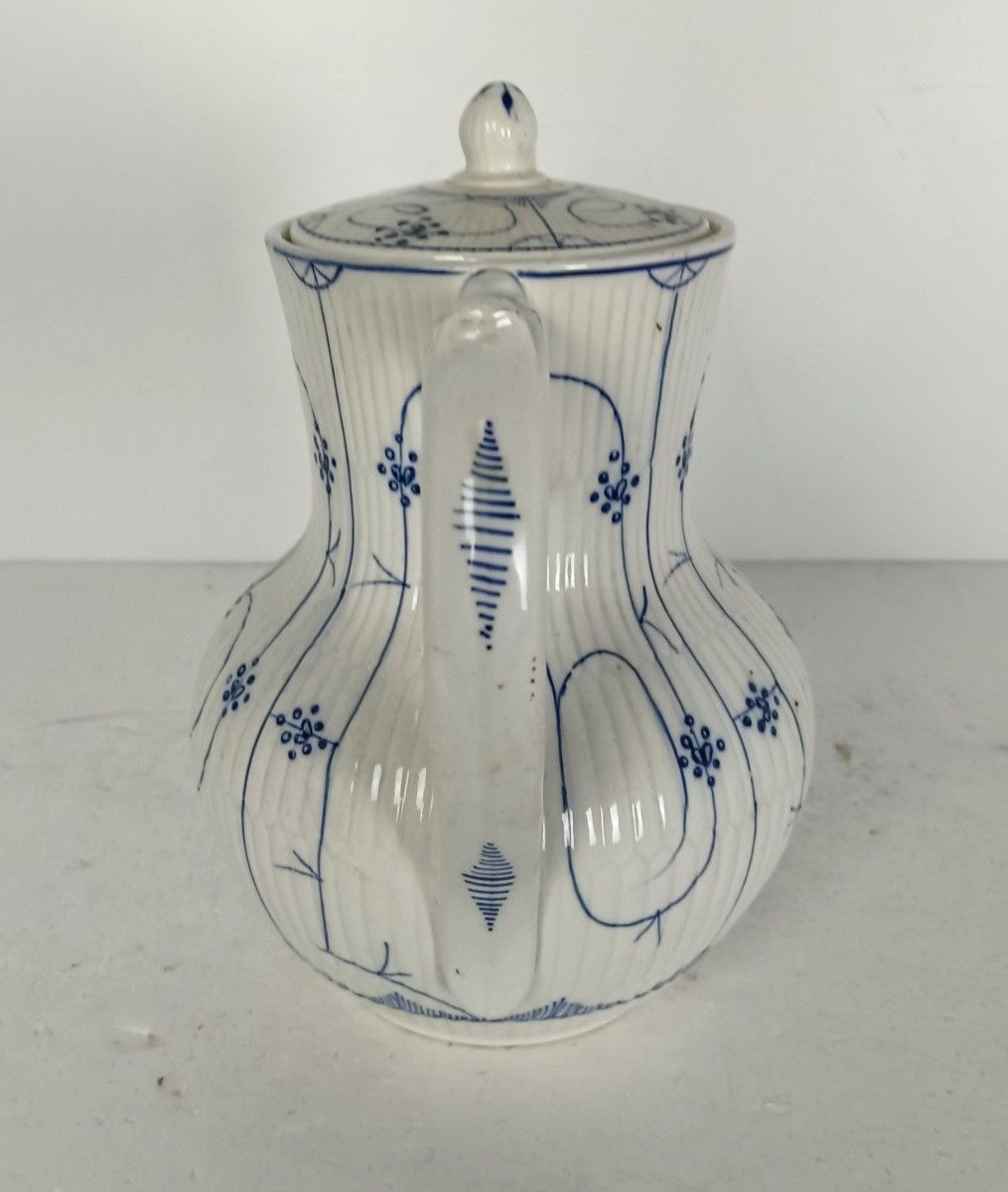 photo vinterior Opaque De Sarreguemines Copenhagen Kopenhagen Fluted Teapot Coffee Pot Marked Ic