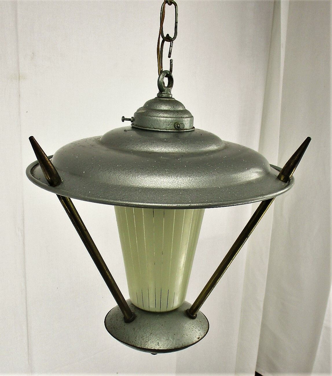 Stilnovo Style  Lantern Ornate Brass Chandelier Pendant Mid Century Modern Htf photo vinterior