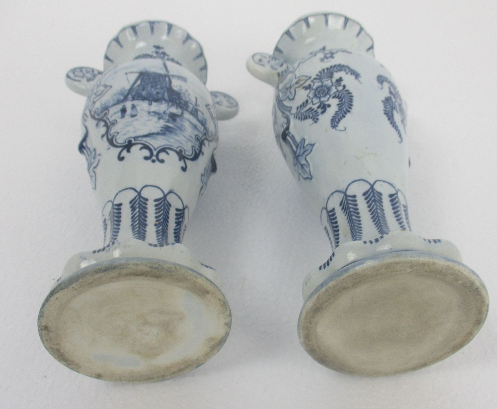 Pair Couple Antiqe Small Vases Delft Holland Blue White Porcelain Marked Hand Pa photo buy