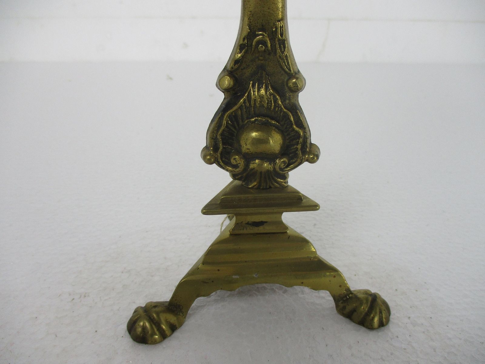 Brass Table Standing Crucifix Cross Jesus Christ Calvary Ornate Lion Feet 14.96& photo for sale