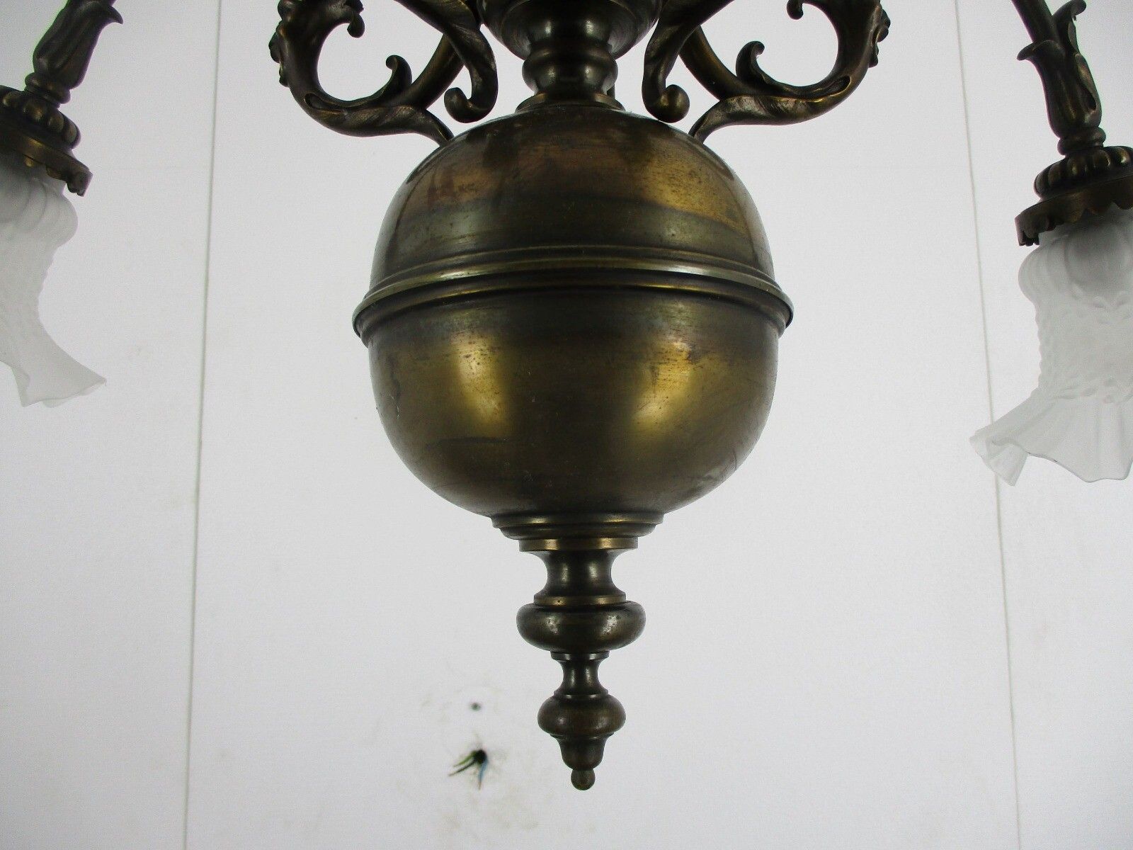 Antique Flemish Dutch Double Chandelier 5 Arms Lights Bronze Brass  Eagles Gothi photo for sale
