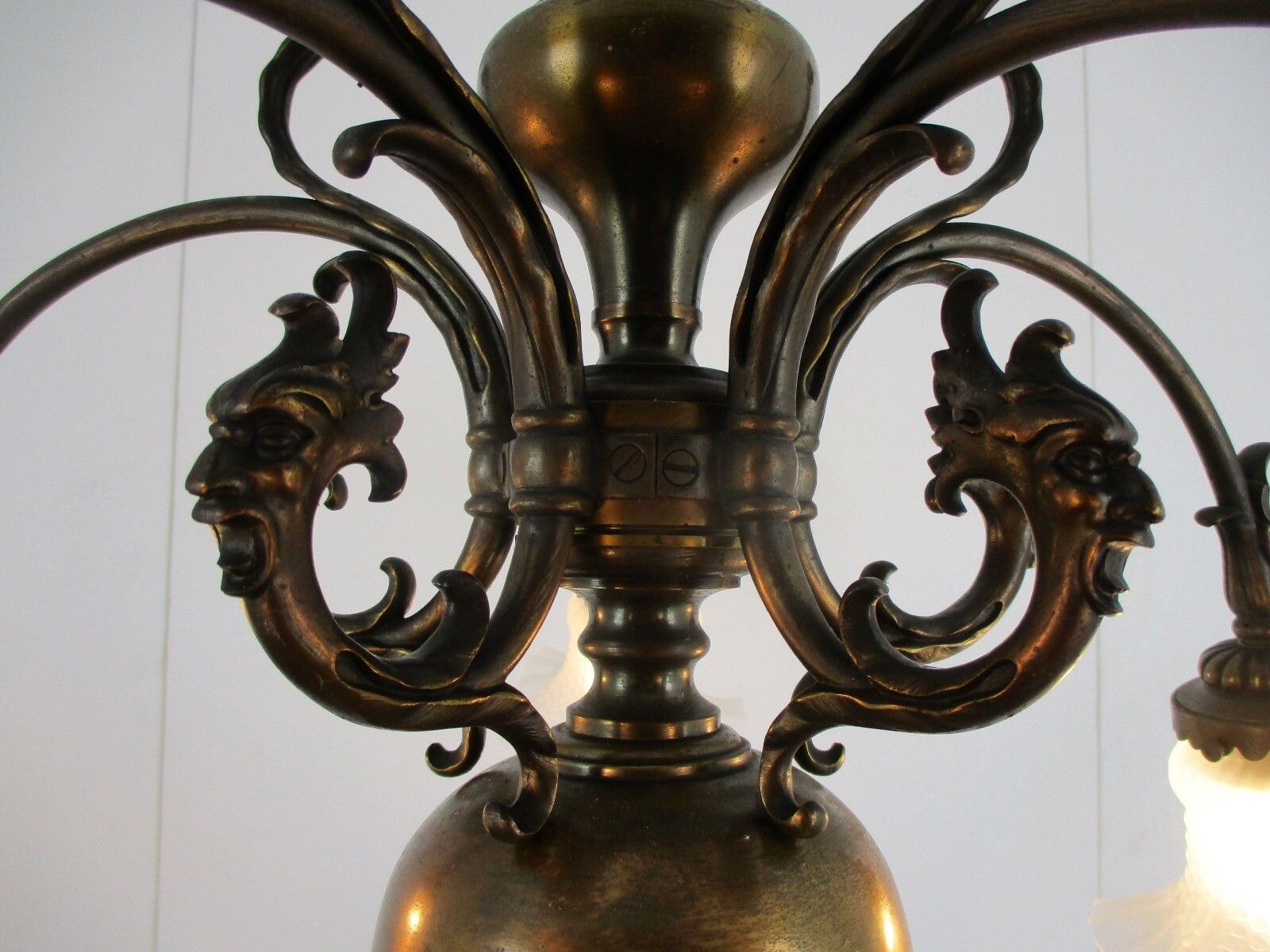 Antique Flemish Dutch Double Chandelier 5 Arms Lights Bronze Brass  Eagles Gothi photo Lighting