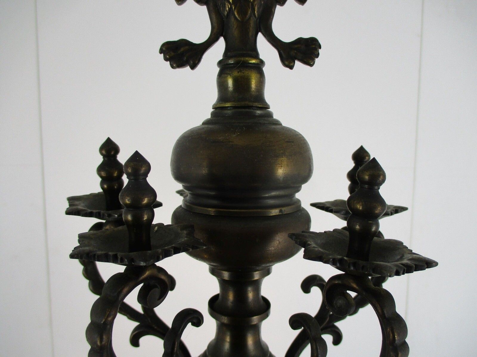 Antique Flemish Dutch Double Chandelier 5 Arms Lights Bronze Brass  Eagles Gothi photo vinterior