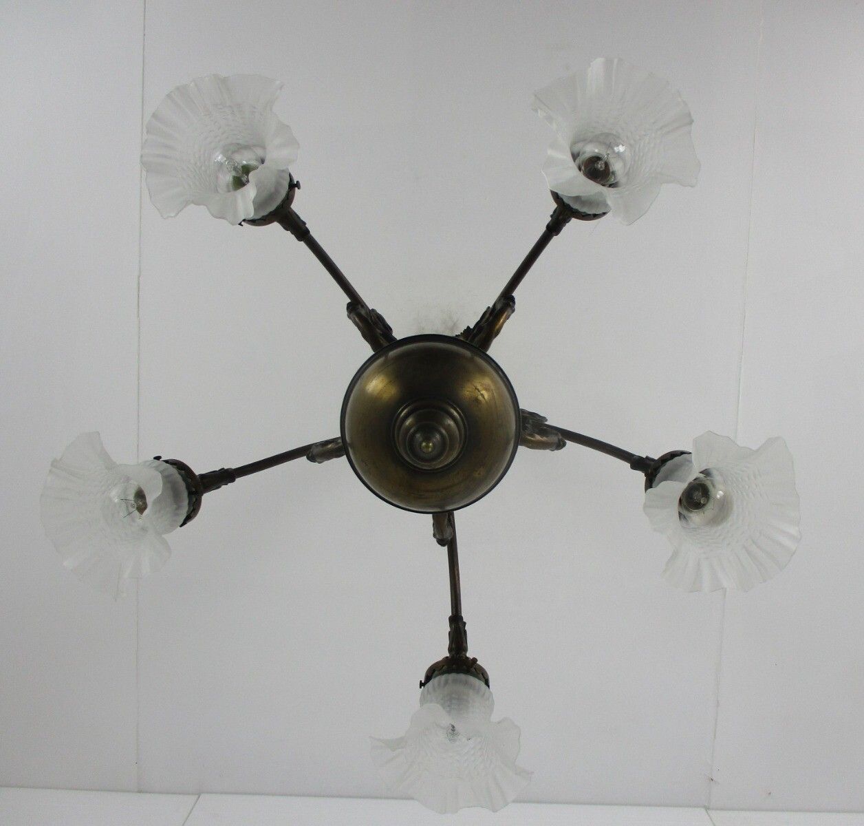 photo furniture Antique Flemish Dutch Double Chandelier 5 Arms Lights Bronze Brass  Eagles Gothi