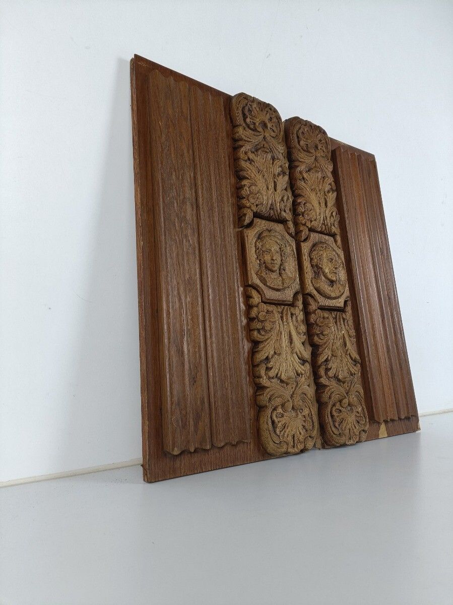 Pair Hand Carved Wood Resin Pediment Ornate Architectural Reclaimed Salvage Pane photo Home Decor
