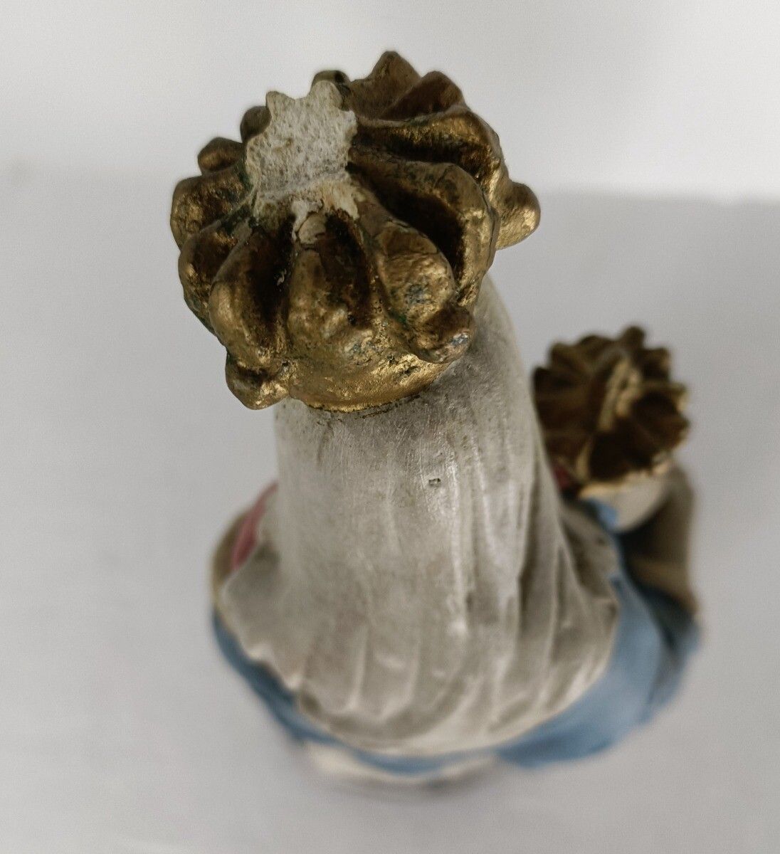 photo furniture Antique Neo Gothic Statue Plaster Polychrome Our Lady Of Victory With Infant Jes