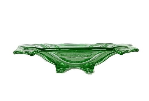 Gorgeous Art Deco Antique Art Depression Glass Green Serving Dish Bowl Centerpie